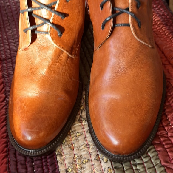 Vintage 90s Joan&David brown stamped Italian leather steampunk style ankle boots - Picture 8 of 16